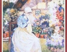 WoodlockDavid WomenSewingOutsideACottage-We (f036). Woodlock, 