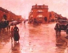 hassam rainy day, boston 1885. , 