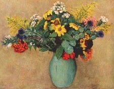 redon flowers in a green vase c1910. ������ �����