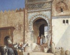 Arabs Outside the Mosque. Huguet,  