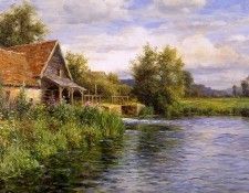 Cottage be the river. , Louis Aston