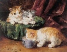 Kittens in a Tea Cup of Milk for Three Cats and Kittens. ,   Brunel