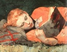 Homer The New Novel, detail, 1877, watercolor, Museum of Fin. , 