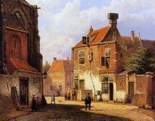 Koekkoek Willem Old Dutch street Sun. Koekkoek 