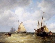 Riegen Nicolaes Sailing ships at sea Sun . Riegen, 