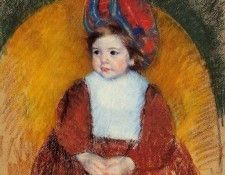 Cassatt Mary Margot in a Dark Red Costume Seated on a Round Backed Chair. ������ ����