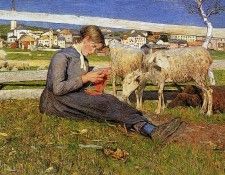 Segantini Giovanni Knitting girl Sun. , 