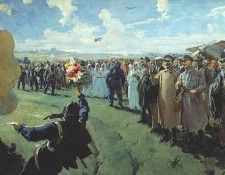 svarog stalin and politburo members at tushino aerodrome c1937. 