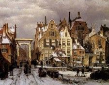 Koekkoek Willem Winter city view 1 Sun. Koekkoek ������