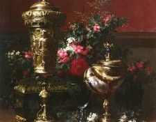 Robie Jean-Baptiste (Belgian) 1821 to 1910 A Still Life With A German Cup, A Nautilus Cup, A Gobl. , -