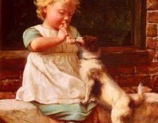 Spencelayh Charles A Young Girl And Her Dog. Spencelayh, 