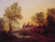 Evening Landscape-Peasants and Mounted Figures. , 