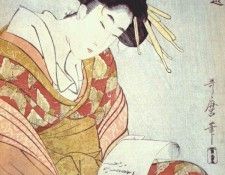 utamaro courtesan writing a letter early-1800s. , 