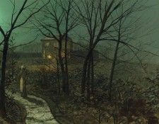 Woman on a path by a cottage. ������� ���� ��������