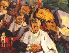 ulyanov self-portrait with a barber 1914-23. 