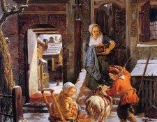 Strij van Jacob Winter city view with children Sun. Strij, �������� ���