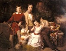 Blaas Carl Von Group Portrait With The Prince Valmontone. Blaas,  
