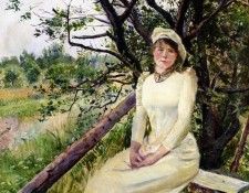 Christian Krohg Ung Kvinne Pa En Benk (Young Woman on a Bench). , 