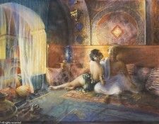 Orientalische erotische Interieur Szene. Tanoux,  Adriene