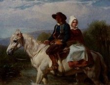 fording the stream. , 