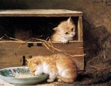Ronner-Knip Henritte Two kittens in a shed Sun . Ronner-Knip, 