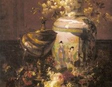 Robie Jean Baptiste Still Life With Japanese Vase And Flowers. ����, ���-������
