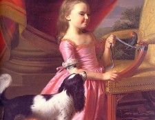 COPLEY - YOUNG LADY WITH A BIRD AND DOG, 1767, OIL ON CANVAS,. �����, ���� ��������