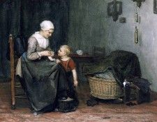 Neuhuys Johannes Knitting next to the cradle Sun. Neuhuys, 
