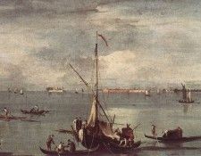 GUARDI Francesco The Lagoon with Boats Gondolas and Rafts.  