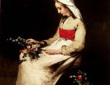 Ribot Theodule A Girl Arranging A Vase Of Flowers. ����, Theodule ��������