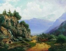 Горный пейзаж. 1860-е. Мещерский Арсений (1834-1902)