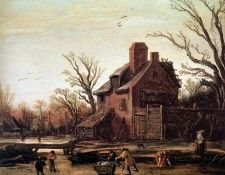 Velde van de Esaias Winter landscape Sun . ,  Van De
