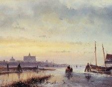 Schelfhout Andreas Winter scene at Leiden Sun. Schelfhout, �������