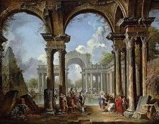 An architectural capriccio with Christ at the Pool of Bethesda. ,  