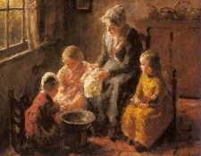 Pothast Bernard Mother And Children In An Interior. Pothast 