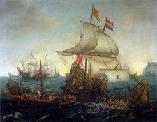 Vroom Hendrick Ships at sea Sun . , 