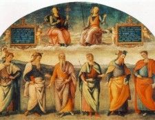 Perugino Pietro Prudence and Justice with Six Antique Wisemen 1497. , 