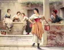 Flirtation at the Well. Blaas,  