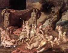 Poussin Bacchanal of Putti. , 