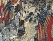 hassam flags on 57th street (winter of 1918) 1918. , 