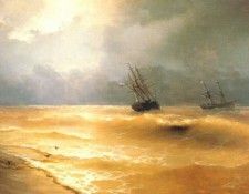 aivazovsky waves breaking on the crimean coast 1892.   