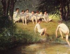 Sauer Joseph Eduard AT THE SWIMMING HOLE. �����, ������ ������