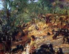 Sargent John Singer Ilex Wood at Majorca with Blue Pigs. ,  