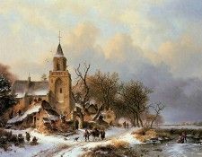 Kruseman Frederik Winter landscape Sun. Kruseman,  