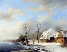 Kruseman Frederik Marinus Winterlandscape Sun . Kruseman,  