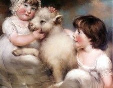 Russell John Portrait Of Miss E And Miss L Earle With A Lamb. , 