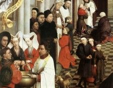 Weyden Seven Sacraments (left wing) detail1. ,   