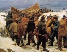 Ancher Michael The lifeboat is taken though the dunes Sun.   Ancher