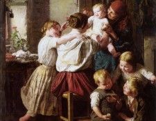 Children Making Their Grandmother a Present on Her Name Day.   
