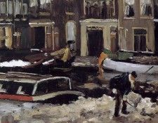 Arntzenius Floris Snow clearing on Amsterdam canal Sun. Arntzenius, ������